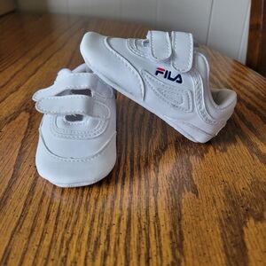 Fila Baby White Sneakers Size 3 Crib Shoes Soft Bottom